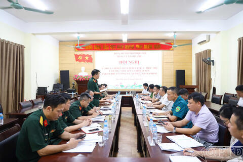  Ban Chỉ huy phòng thủ khu vực 2-Phúc Thọ làm việc với cấp ủy, chính quyền xã Kiều Phú 