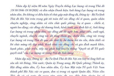 Đảng ủy Bộ Tư lệnh Thủ đô Hà Nội - Kính báo