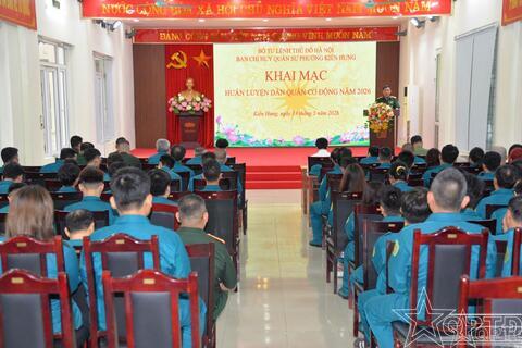 Phường Kiến Hưng khai mạc huấn luyện dân quân cơ động năm 2026